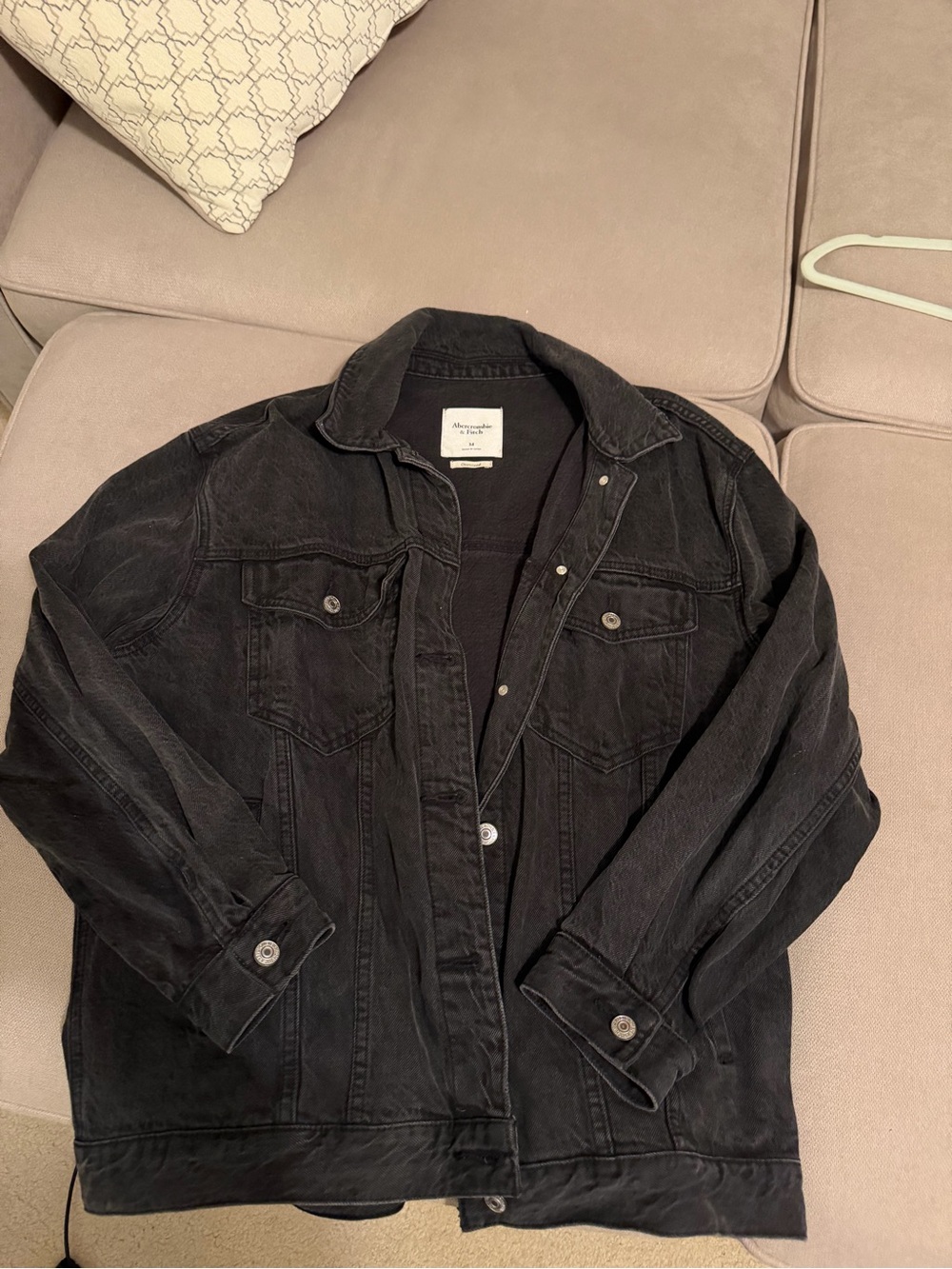 Abercrombie & Fitch Denim Oversized Jacket Black